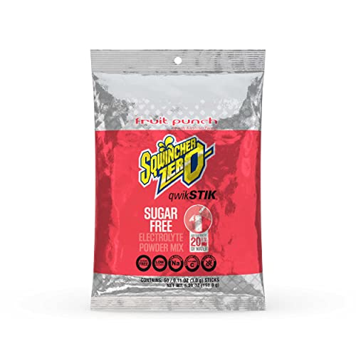 Sqwincher ZERO Qwik Stik - Sugar Free Electrolyte Powdered Beverage Mix, Fruit Punch 060102-FP (Pack of 50) von Sqwincher