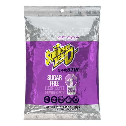 Sqwincher ZERO Qwik Stik - Sugar Free Electrolyte Powdered Beverage Mix, Grape 060107-GR (Pack of 50) von Sqwincher