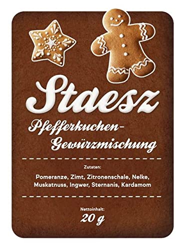 Staesz Pfefferkuchengewürz 20g Lebkuchengewürz +Geschenk für Nikolaus usw. von Staesz