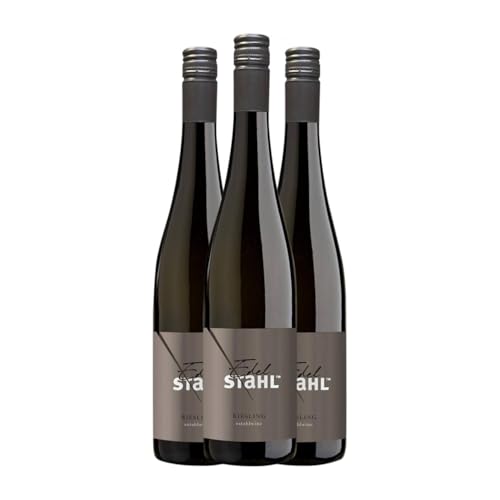 Stahl Edelstahl Riesling 75 cl Sin Alcohol Weißwein (Karton mit 3 Flaschen von 75 cl) von Stahl