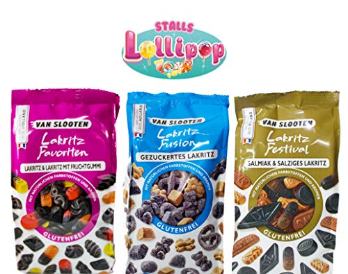 1,2 kg Van Slooten Lakritz 3er Pack - 3 Sorten Van Slooten Lakritz - 1x Lakritz Festival - 1x Lakritz Favoriten - 1x Lakritz Fusion von Stalls Lollypop