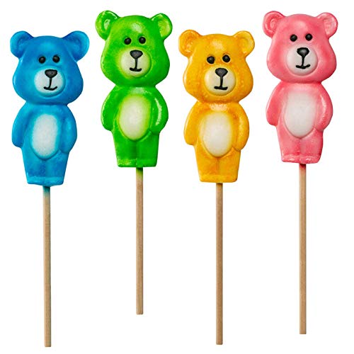 Happy Bear Lollys 4 Stück - a 60g - Lollys in coolen Farben - passend zu jedem Kindergeburtstag von Stalls Lollypop