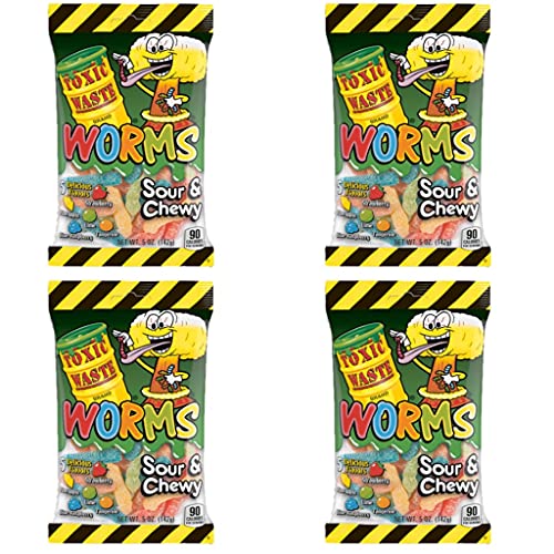 Toxic Waste Worms 4er Pack - Toxic Waste Sour& Chewy 4x 142g von Stalls Lollypop