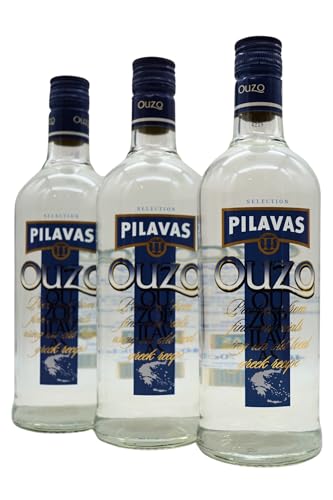 Pilavas Ouzo Selection 3x0,7L | 40% Traditioneller griechischer Anisschnaps, doppelt destilliert, 3x700 ml – Perfekt als Aperitif oder zu mediterranen Speisen von Stamperla