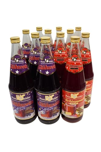 Pretzfelder Kelterei Glühwein rot 6x1L + Früchtepunsch alkoholfrei 6x1L Set | leckerer Glühwein auf Rotweinbasis & alkoholfreier Früchtepunsch für Kinder | inkl. Pfand von Stamperla