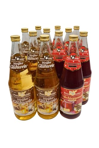 Pretzfelder Kelterei Glühwein weiß 6x1L + Früchtepunsch alkoholfrei 6x1L | feiner weißer Glühwein und alkohlfreier Früchtepunsch für die Weihnachtszeit | inkl. Pfand von Stamperla