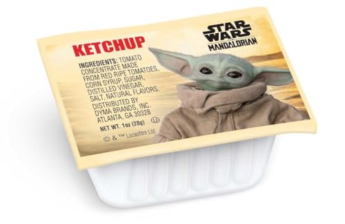 Disney Ketchup-Tassen – mit Grogu aus Star Wars The Mandalorian – perfekt für Gewürzstationen und Lunchboxen – 100 Stück, 28 ml Portionen von Star Wars