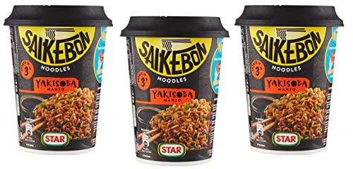 3x Star Saikebon Noodles Yakisoba Manzo Japanisches Gericht Bestehend aus Nudeln, Fleisch und Gemüse 93g von Star