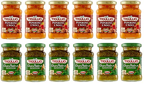 Testpaket Star Tigullio Pesto alla Genovese mit basilikum - Pesto Peperoni e Noci mit Pfeffer und Walnüssen Sauce Soße ( 12 x 190g ) würzsaucen von Star