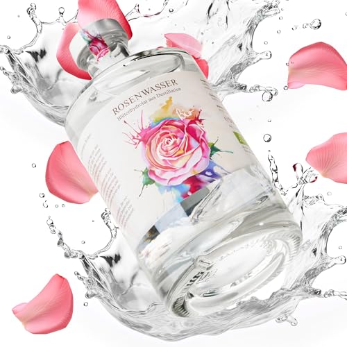 Bio Rosenwasser 2 x 500ml hoher Rosenöl-Gehalt durch doppelte Wasserdampfdestillation | Rosa damascena aus Bulgarien mit intensiver Note | ohne Zusatz von Alkohol | Glasflasche | EG-Bio Lebensmittel von StarRider Elements