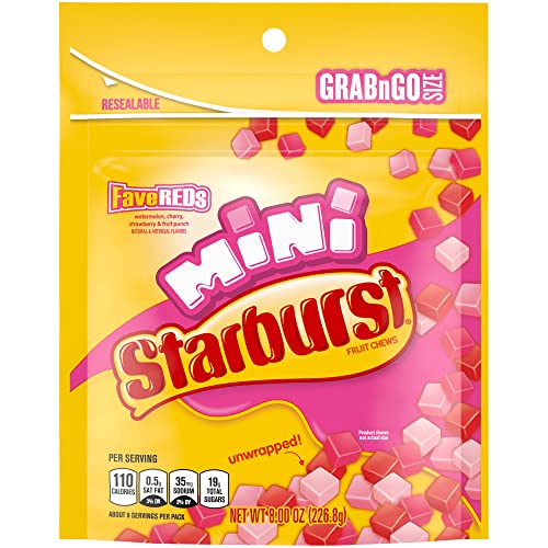 FaveREDS Minis Fruit Chews Candy, 8-Ounce Grab N Go Size Resealable Bag von Starburst