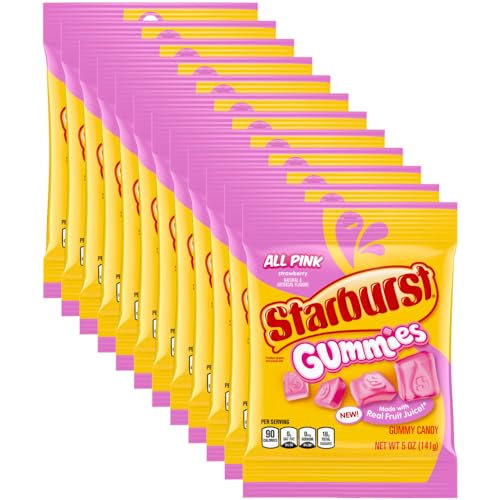 STARBURST Gummies All Pink Gummy Candy, 142 ml Beutel (12 Stück) von Starburst