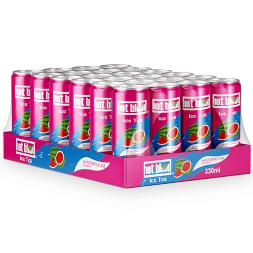 Hot Blood Eistee Wassermelone, 24er Pack, inkl. Pfand EINWEG (24 x 330 ml) inkl. Steam-Time ThankYou von Steam-Time