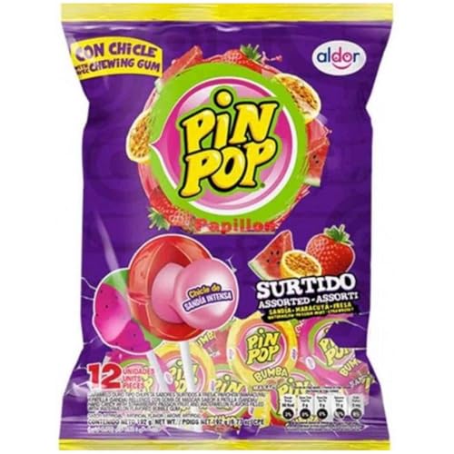 Pin Pop Fruit Mix Lolly Lollipop in verschienden Geschmäckern und Kaugummi Kern 180g inkl. Steam-Time ThankYou von Steam-Time