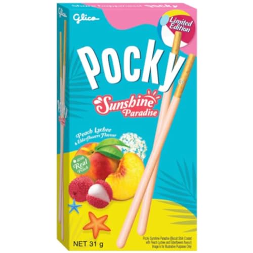 Pocky Sunshine Paradise 31g | Keksstangen mit Pfirsich und Litschiüberzug inkl. Steam-Time ThankYou von Steam-Time