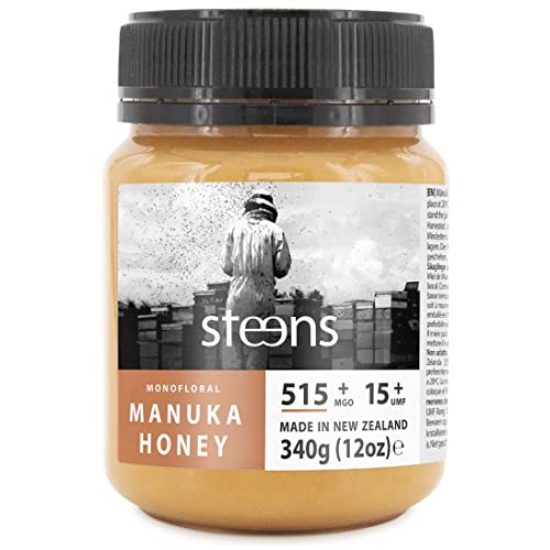 Steens Manuka Honey MGO 515+ - 340 g rein roher 100% zertifizierter UMF 15+ Manuka Honig - abgefüllt und versiegelt in Neuseeland von Steens