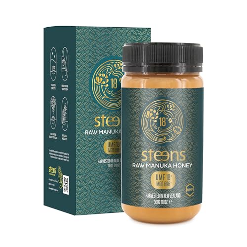 Steens Manuka Honey LIMITED EDITION MGO 696+ - 500 g rein roher 100% zertifizierter UMF 18+ Manuka Honig - abgefüllt und versiegelt in Neuseeland von Steens