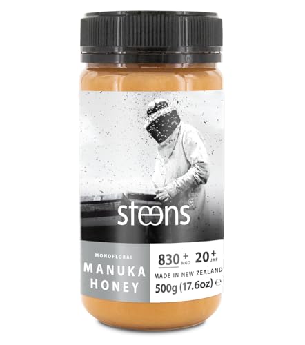 Steens Manuka Honey MGO 830+ - 500 g rein roher 100% zertifizierter UMF 20+ - über Manuka Honig 800 MGO - abgefüllt und versiegelt in Neuseeland 500 g von Steens