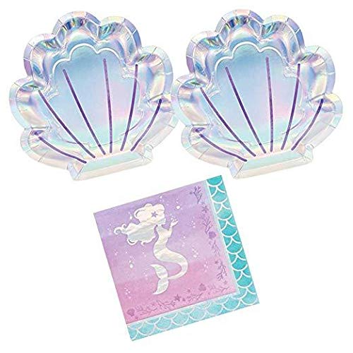 Mermaid Shine Plates & Napkin Pack - 16 guests von Stef's