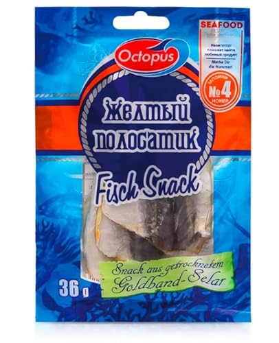 Octopus Trockenfleisch Snack aus Goldband-Selar, getrocknet und gesalzen 6er Pack (6 x 36g) von Steinhauer