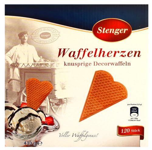 Stenger Waffelherzen knusprige Decorwaffeln, 12er Pack (12 x 430g) von Stenger