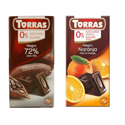 Torras vegane Schokolade 2x 75g Probierset zuckerfrei glutenfrei dark Zartbitter (Dark & Orange) von Sternfabrik