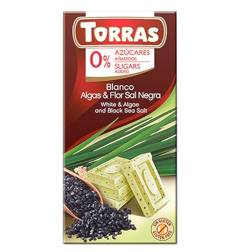 Torras weiße Schokolade zuckerfrei glutenfrei 75g Erdbeere, Kiwi, Kokos, Matcha, Meersalz (75ml, Algen & Meersalz) von Sternfabrik