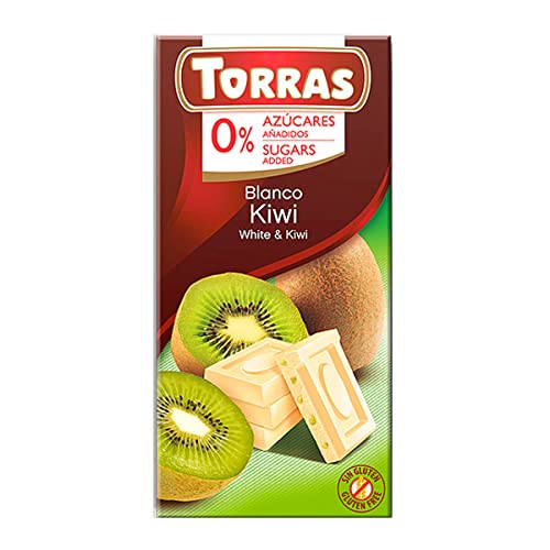 Torras weiße Schokolade zuckerfrei glutenfrei 75g Erdbeere, Kiwi, Kokos, Matcha, Meersalz (75ml, Kiwi) von Sternfabrik