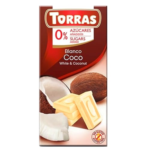 Torras weiße Schokolade zuckerfrei glutenfrei 75g Erdbeere, Kiwi, Kokos, Matcha, Meersalz (75ml, Kokos) von Sternfabrik