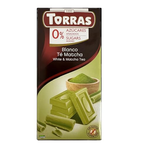 Torras weiße Schokolade zuckerfrei glutenfrei 75g Erdbeere, Kiwi, Kokos, Matcha, Meersalz (75ml, Matchatee) von Sternfabrik