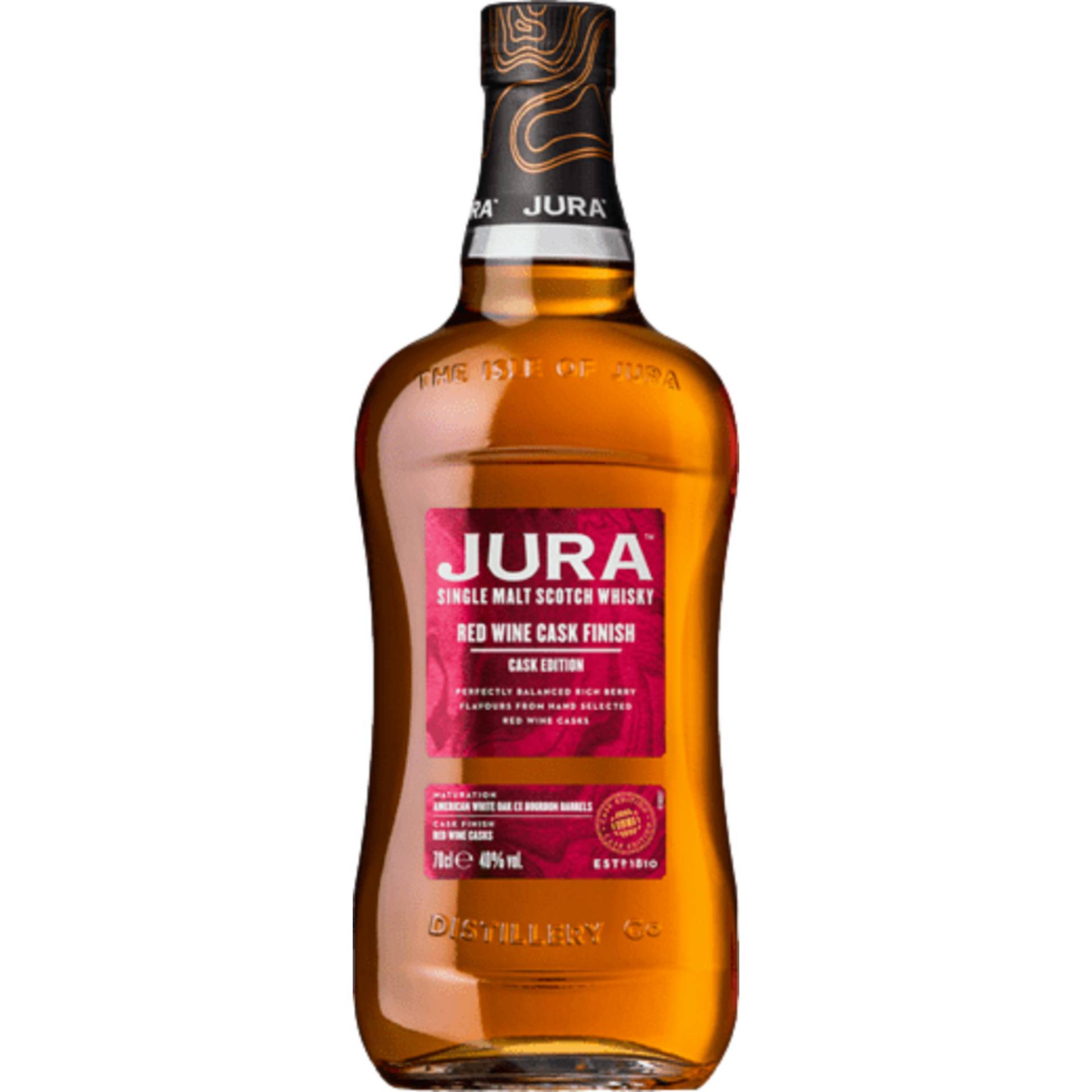 Jura Single Malt Whisky Red Wine Cask Finish, 40% Vol, 0,7L, Spirituosen von Stillman Spirits SL, PASEO DE LA CASTELLANA 259D - 28 NORTE, EDIFICIO T (MADRID) Spanien