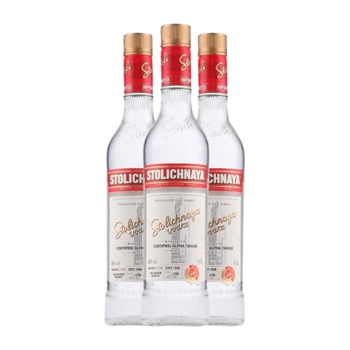 Wodka Stolichnaya Medium Flasche 50 cl (Karton mit 3 Medium Flasche von 50 cl) von Stolichnaya Vodka