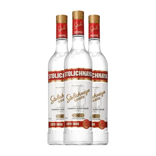 Wodka Stolichnaya Medium Flasche 50 cl (Karton mit 3 Medium Flasche von 50 cl) von Stolichnaya Vodka