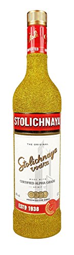 Stolichnaya Vodka 0,7l 700ml (40% Vol) - Bling Bling Glitzerflasche in gold -[Enthält Sulfite] von Stolichnaya