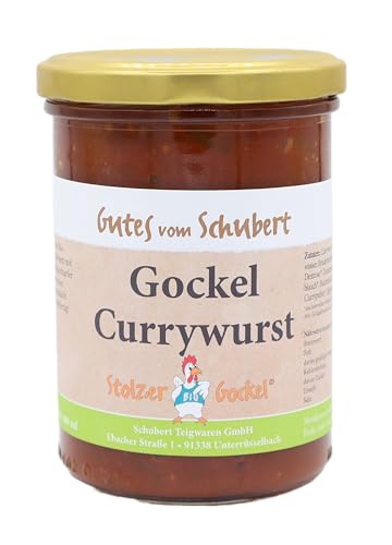 Demeter Currywurst 400ml - Leckere Bio Gockelwurst mit fruchtig-scharfer Currysauce. Hausgemacht und tafelfertig vom fränkischen BIO-Familienbetrieb von Stolzer Gockel