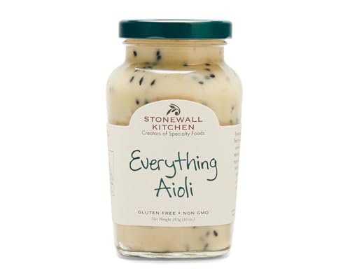 Stonewall Kitchen Everything Aioli, 283g Glas, Geschmackvolle Aioli mit schwarzem Sesam und getrockneten Zwiebeln, ideal zu Fisch, Burgern, Sandwiches und Wraps von Stonewall Kitchen