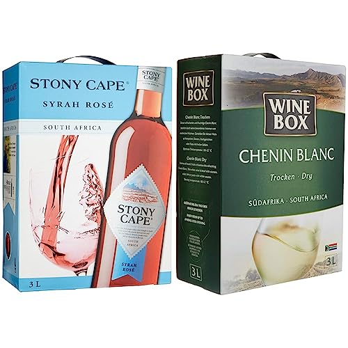 Stony Cape Syrah Rosé Südafrika Syrah Rosewein, 3l (1er Pack) & Wine Box Chenin Blanc Südafrika trocken Bag-in-Box (1 x 3 l) | 3 l (1er Pack) von Stony Cape