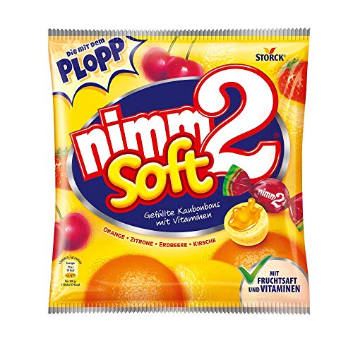 nimm2 soft – (195g Beutel) – Kleine Bonbons mit flüssiger Fruchtsaftfüllung und Vitaminen zum Naschen für Kinder und Erwachsene von Storck