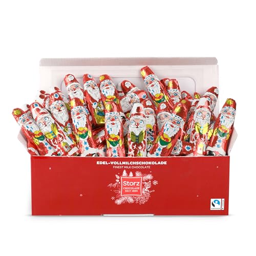 Storz Schoko Weihnachtsmännchen Vorteilspack – 140 Stück à 5,5g – Schokolade einzeln verpackte Nikolaus Schokolade – Ideal für als Adventskalender Füllung oder Schulen, Kitas & Weihnachtsgeschenke von Storz