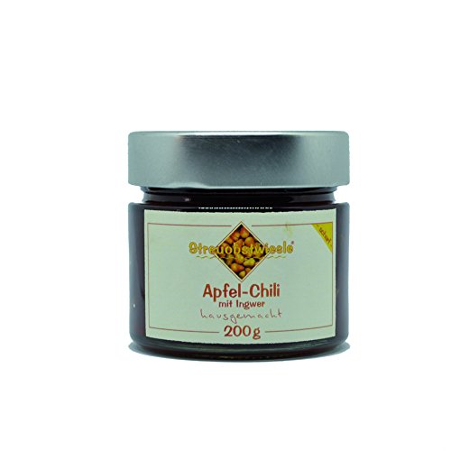 Streuobstwiesle Apfel-Chili mit Ingwer - 200 g - Herzhaftes, aromatisches Chutney mit Chili und frischem Ingwer zum Grillen, zum Fondue, zum Raclette, zum Käse, zum Reis... von Streuobstwiesle