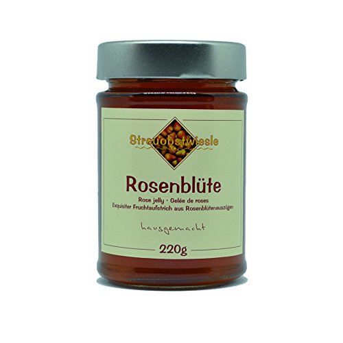 Streuobstwiesle Rosenblüte - 220 g Exquisiter Rosenblüten Fruchtaufstrich - Gelee - mit hohem natürlichem Fruchtsaftanteil von Streuobstwiesle