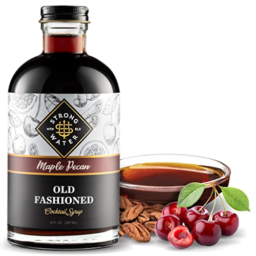 Strongwater Maple Pecan Old Fashioned Craft Cocktail Mixer – Macht 32 Cocktails – handgefertigter altmodischer Sirup mit echtem Kaffee, Pekannüssen, Zucker und Kirsche – einfach mit Bourbon oder von Strongwater