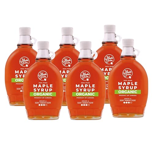 AHORNSIRUP 6x 250ml Meplat-Glasflasche | pure canadian maple syrop grade A | dunkel | kräftig | von MAPLE MOON | aus dem reinen Ahornsaft von robusten kanadischen Ahornbäumen von Sucelos