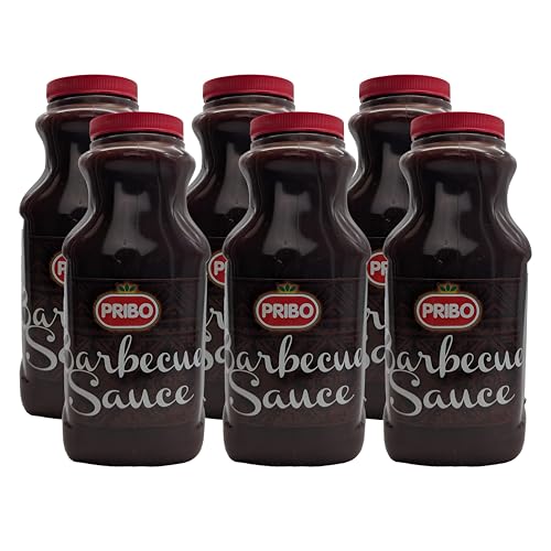 BARBECUE -BBQ-Sauce-Soße 6x 2400ml | Tex-Mex Sauce | handliche Plastikflasche | einfache Dosierung Lagerung | kräftige Grill-Sauce von PRIBO | für Spareribs Pulled Pork Bratwurst Lachs von Sucelos