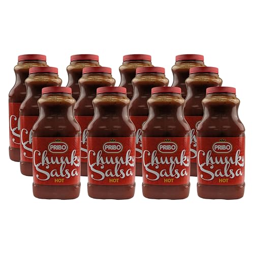 CHUNKY SALSA Sauce-Soße 12x 2400ml | Tex-Mex Sauce | handliche Plastikflasche | einfache Dosierung Lagerung | hot | scharfe Tomatensauce von PRIBO | für Tacos Hot-Dogs Burger Fisch von Sucelos