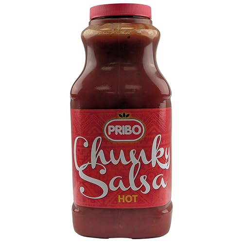 CHUNKY SALSA Sauce-Soße 2400ml | Tex-Mex Sauce | handliche Plastikflasche | einfache Dosierung Lagerung | hot | scharfe Tomatensauce von PRIBO | für Tacos Hot-Dogs Burger Fisch von Sucelos