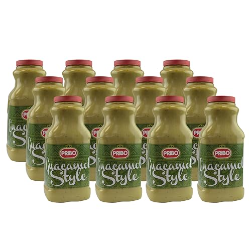 GUACAMOLE STYLE Sauce-Soße 12x 2400ml | Tex-Mex Sauce | handliche Plastikflasche | einfache Dosierung Lagerung | cremige Avocadosauce | von PRIBO | für Bohnen-Gerichte wie Chili-con-Carne von Sucelos