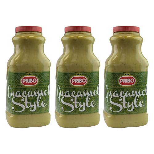 GUACAMOLE STYLE Sauce-Soße 3x 2400ml | Tex-Mex Sauce | handliche Plastikflasche | einfache Dosierung Lagerung | cremige Avocadosauce | von PRIBO | für Bohnen-Gerichte wie Chili-con-Carne von Sucelos