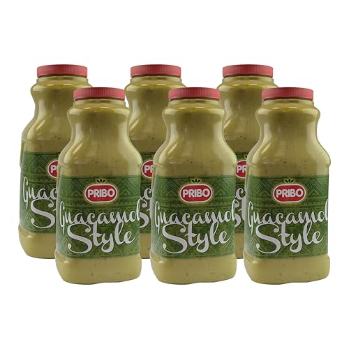 GUACAMOLE STYLE Sauce-Soße 6x 2400ml | Tex-Mex Sauce | handliche Plastikflasche | einfache Dosierung Lagerung | cremige Avocadosauce | von PRIBO | für Bohnen-Gerichte wie Chili-con-Carne von Sucelos