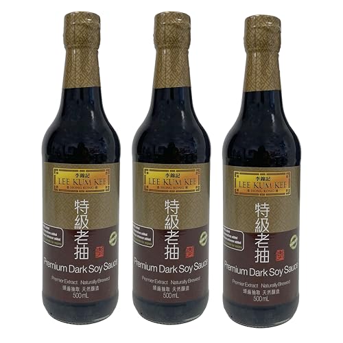 PREMIUM SOJA SAUCE 3x 500ml Glasflasche | dunkel | Soja-Soße | soy sauce | von LEE KUM KEE | hauch von Süße | subtiler Sojabohnengeschmack von Sucelos